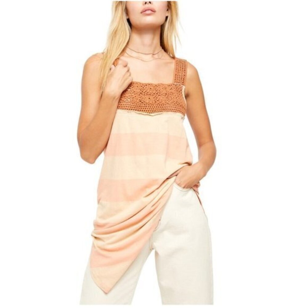 Free People Luca Crochet Stripe Tunic. S, M